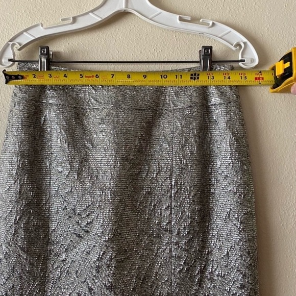 Lafayette 148 Silver Jacquard Brocade Wool Alpaca Blend Pencil Skirt Size 4 - Picture 7 of 11
